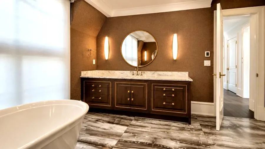 Custom vanity and freestanding tub in Vancouver, after