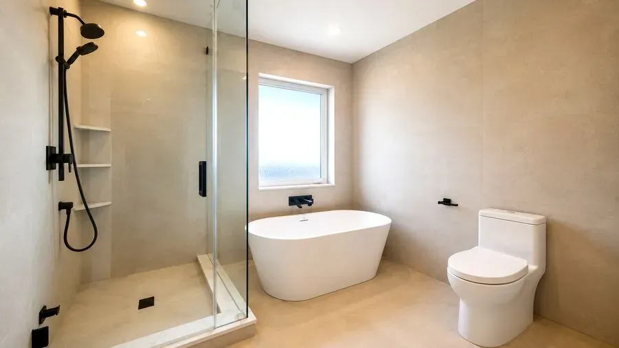 Frameless glass shower in Burnaby, after