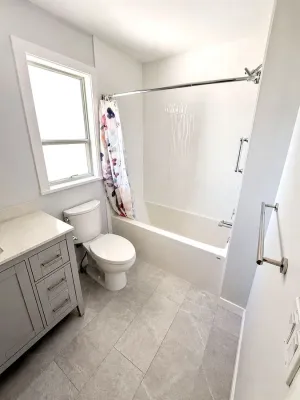 Guest bathroom refreshed floor to ceiling in Langley, by DreamPro Contracting