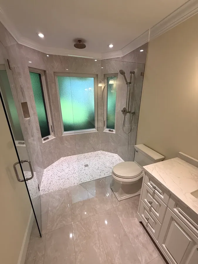 Jacuzzi tub to curb-less shower in South Surrey, after
